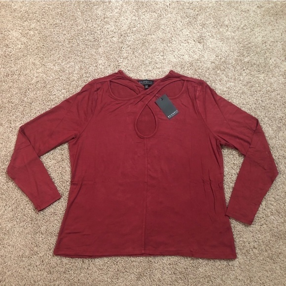 Eloquii Crossover Cutout Neckline Top in Burnt Russet Red 18/20 - Picture 4 of 9